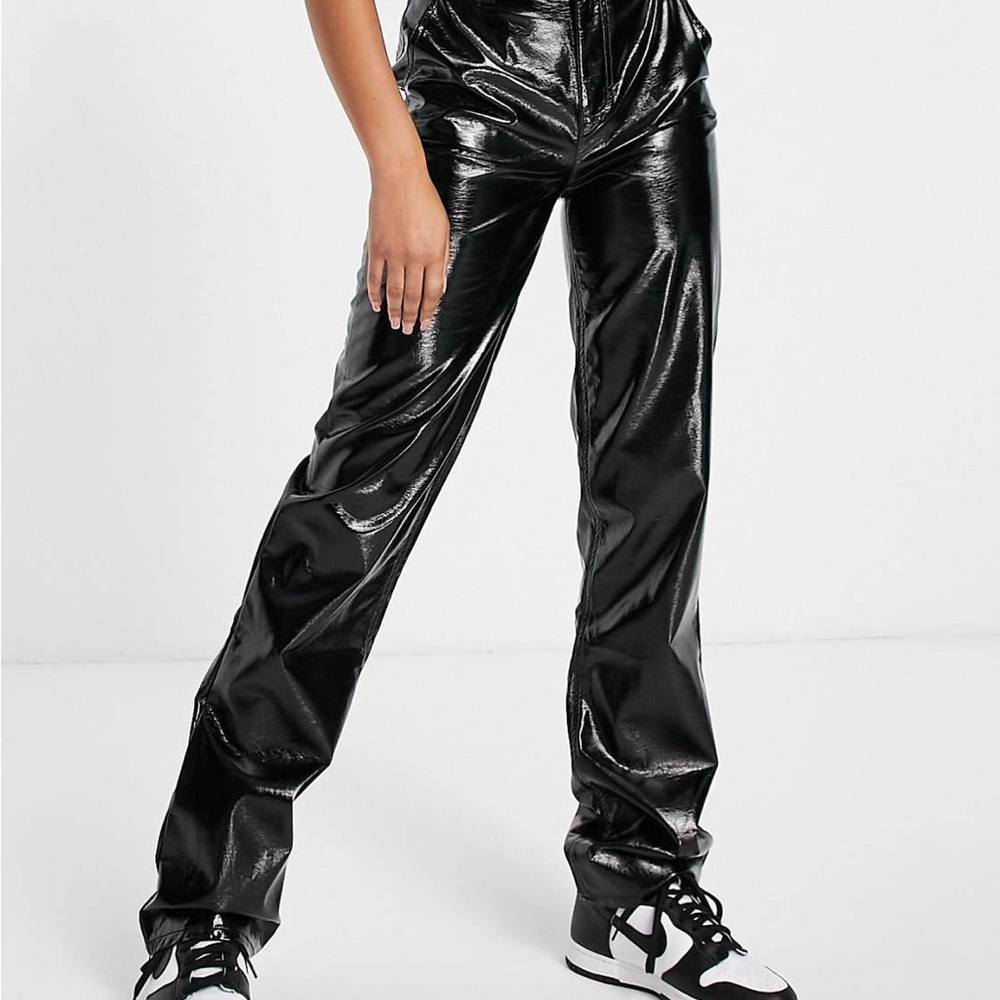 ASOS Black Straight Leg Vinyl Pants (NWOT)